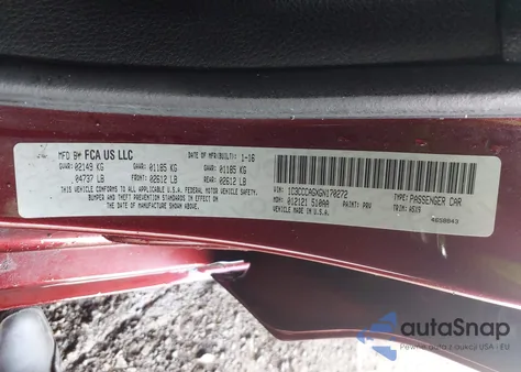 2016 Chrysler 200 Limited из США, поврежденный, VIN 1C3CCCAGXGN170272